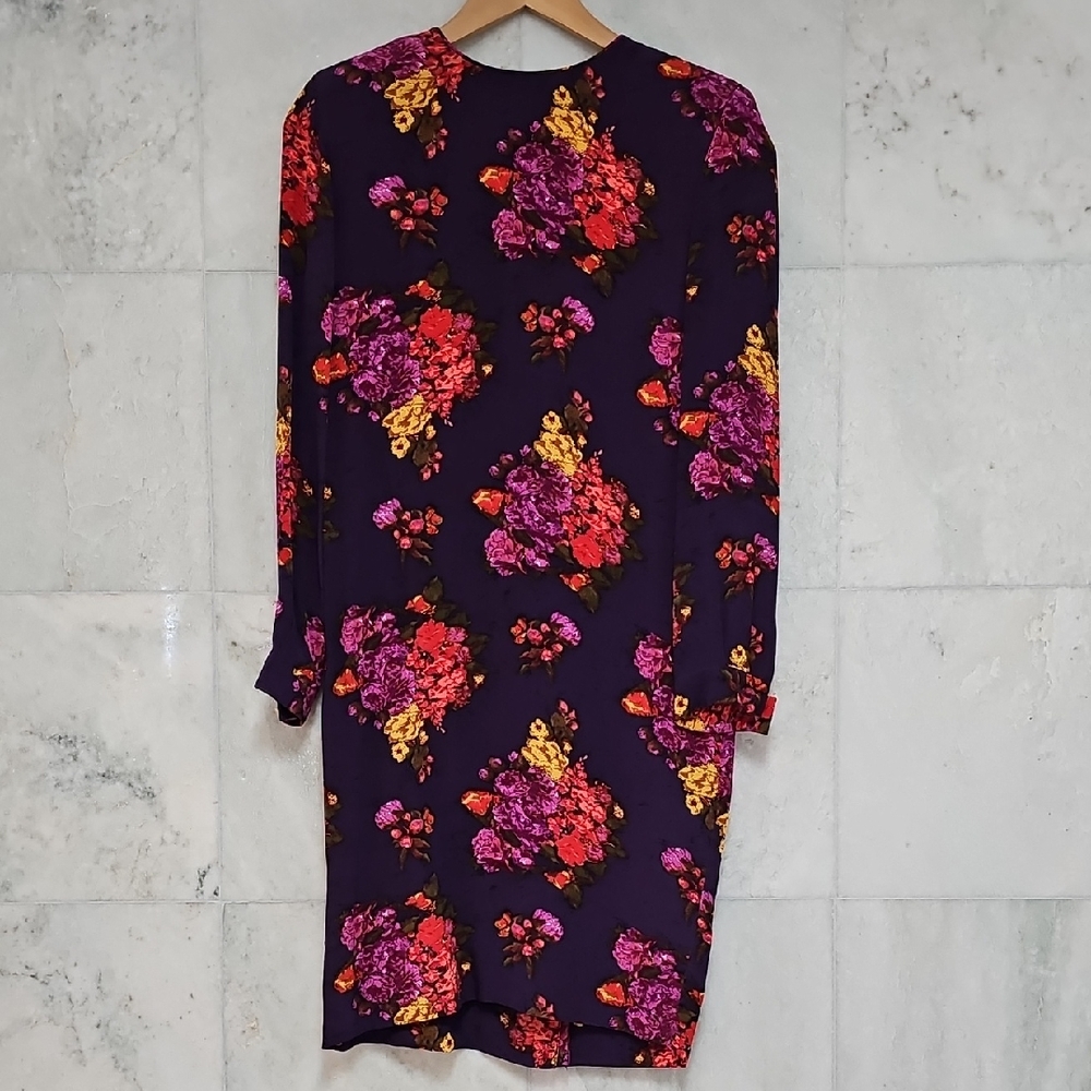 Liz Claiborne Purple Floral Long Sleeve Dress